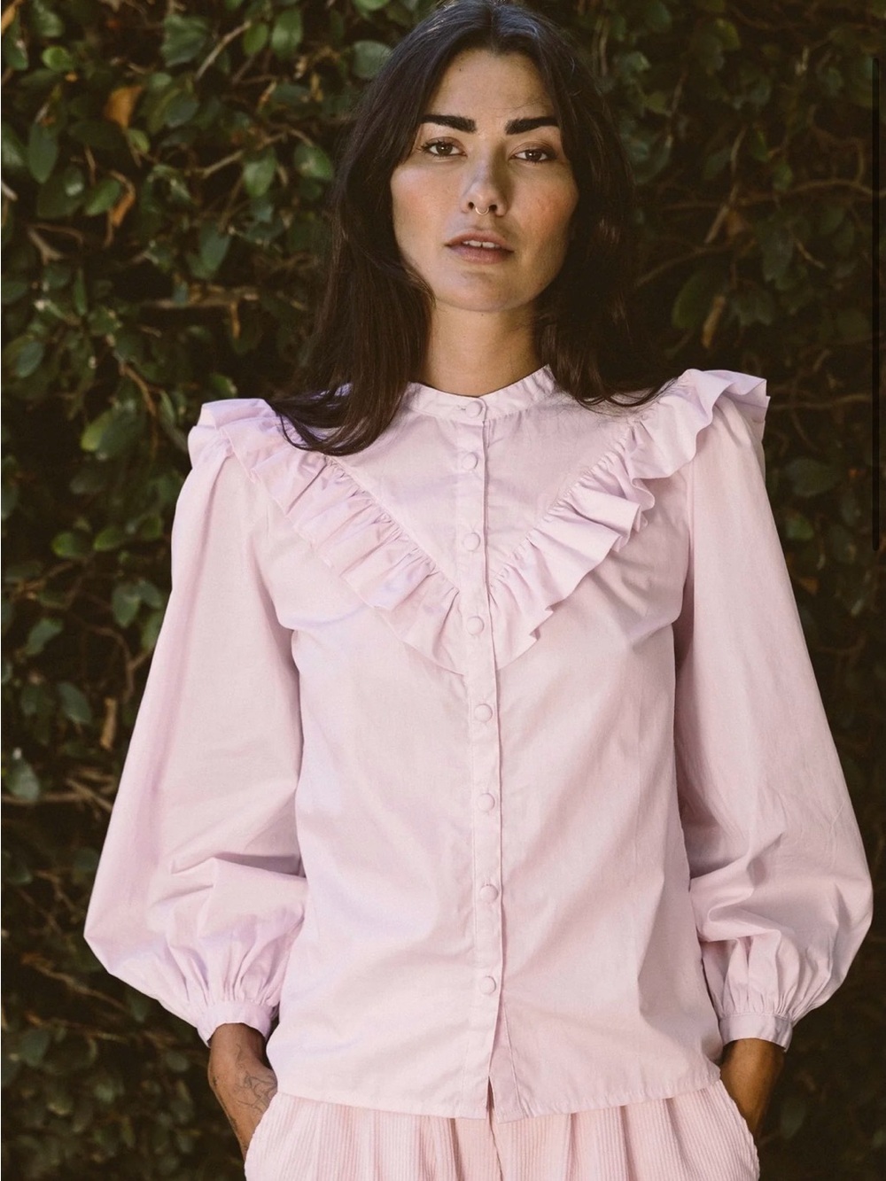 Kara Thoms Organic Hattie Blouse in Lilac size M